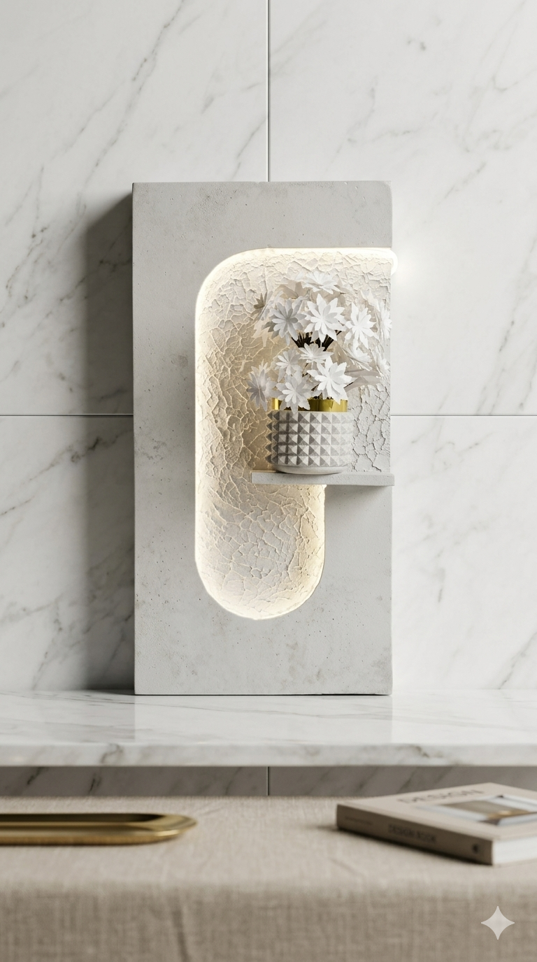 Modern LED Wall Niche Light with Decorative Shelf – Minimalist Luxury Wall Decor