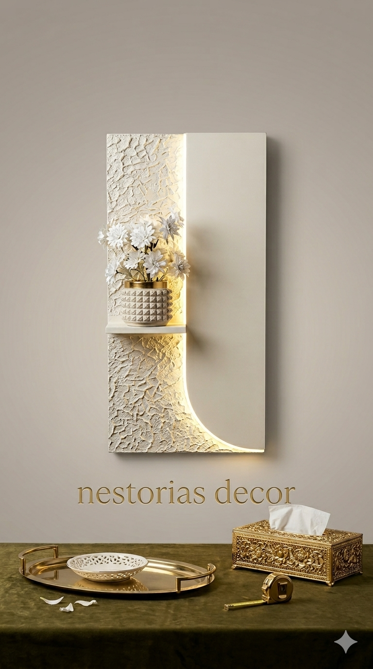 Modern LED Wall Niche Decor Lamp with Floral Accent – Minimalist Luxury Wall Art Light