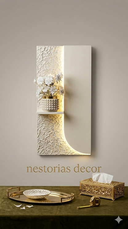 Modern LED Wall Niche Decor Lamp with Floral Accent – Minimalist Luxury Wall Art Light