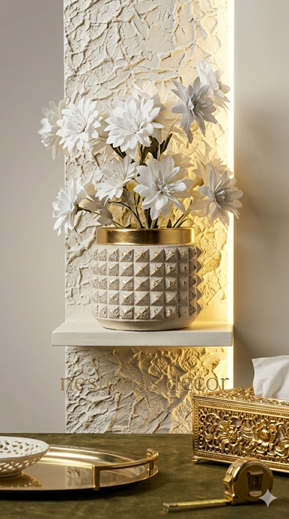 Modern LED Wall Niche Decor Lamp with Floral Accent – Minimalist Luxury Wall Art Light