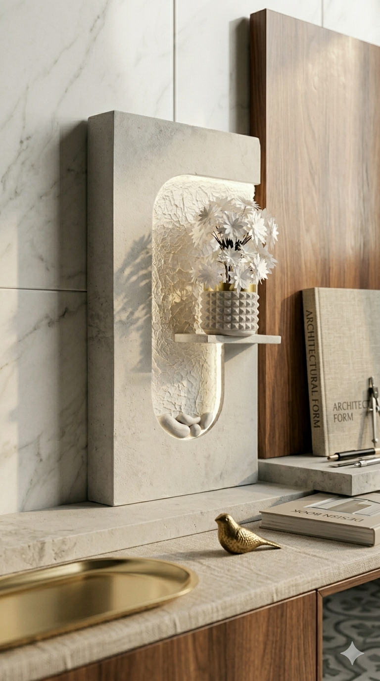 Modern LED Wall Niche Light with Decorative Shelf – Minimalist Luxury Wall Decor