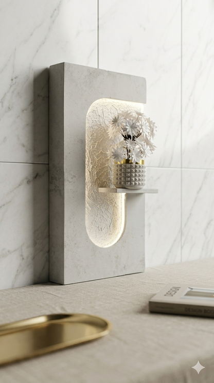 Modern LED Wall Niche Light with Decorative Shelf – Minimalist Luxury Wall Decor